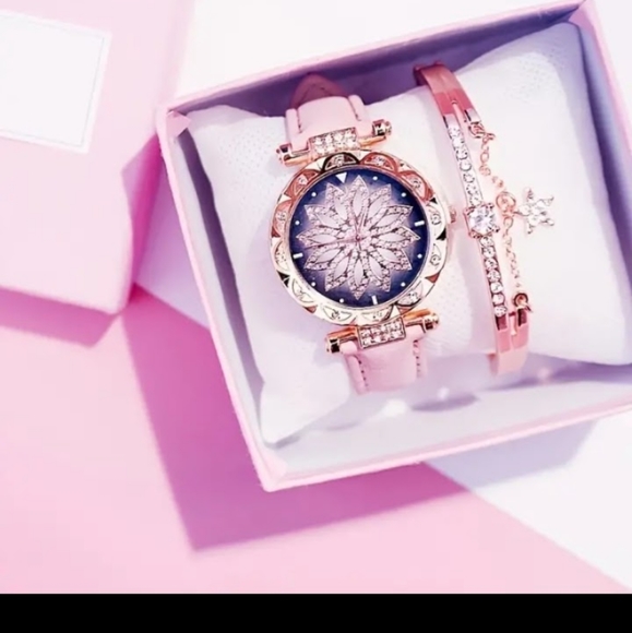 Jewelry - Two piece set stylish and sophisticated women's quartz watch and fancy bracelet